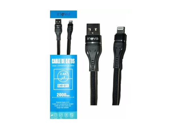 &u+ CABLE CARGADOR TIPO IPHONE 2.4 AMP 2 MTS INOVA CAB-078