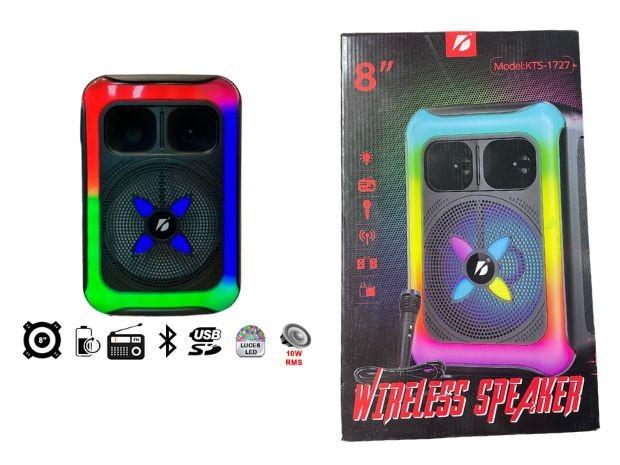 &u+ PARLANTE BT BLUETOOTH KTS-1727 8PULG MP3 / BT / FM / AUX