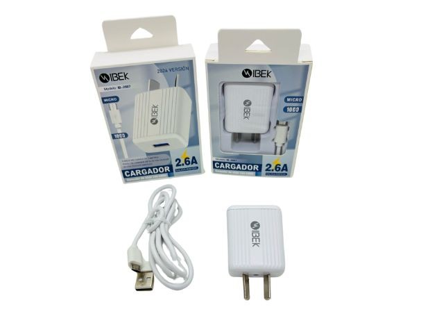 &u+ CARGADOR CELULAR TIPO V8 DESMONTABLE  2.6A USB IBEK IB-2607