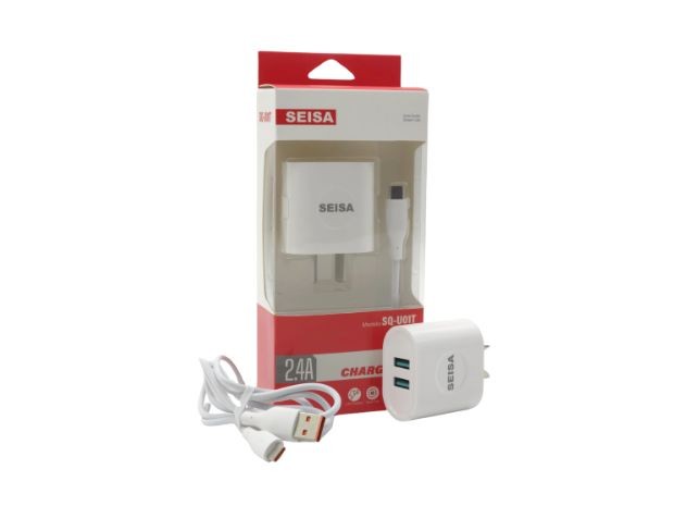 &u+ CARGADOR CELULAR TIPO V8 2.4A 2 USB DESMONTABLE SQ-U01V