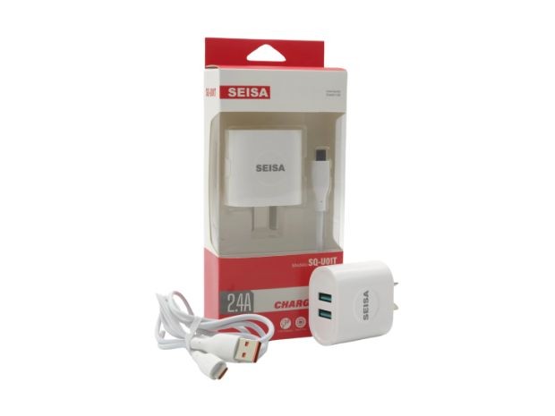 &u+ CARGADOR CELULAR TIPO C 2.4A 2 USB DESMONTABLE SQ-U01T