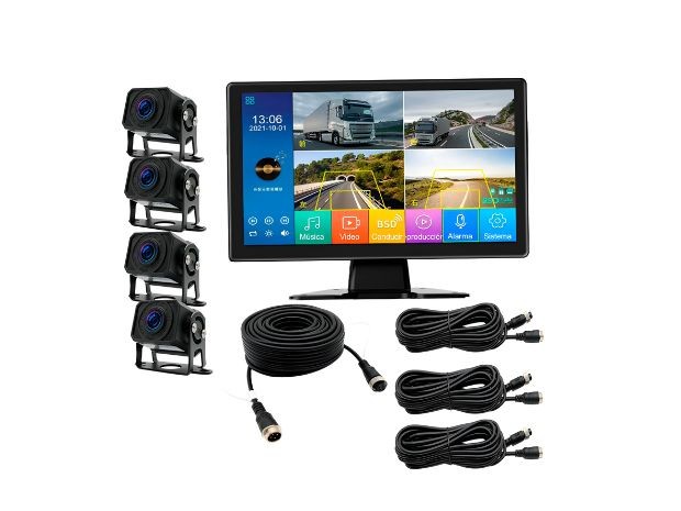 &u+ KIT DE SEGURIDAD PARA CAMION PANTALLA 10 + 4 CAMARAS SQ-101-BSD-4