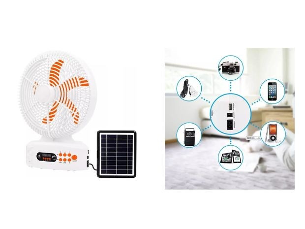 &u+ VENTILADOR CON PARLANTE Y PANEL SOLAR TYN-312BT 30CM