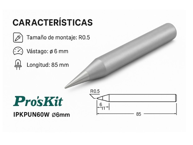 &u+ PUNTA CERAMICA 60W SOLDADOR PROSKIT (IPKPUN60W)