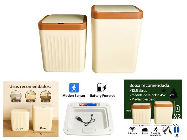 &u+ TACHO DE BASURA AUTOMATICO (2 EN 1)  14L Y 16L BS-8903S