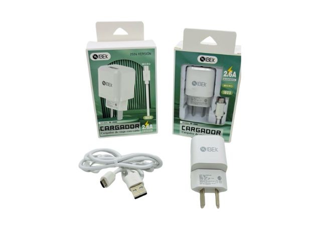 &u+ CARGADOR CELULAR CABEZAL 2.6A + TIPO V8 IBEK IB2605