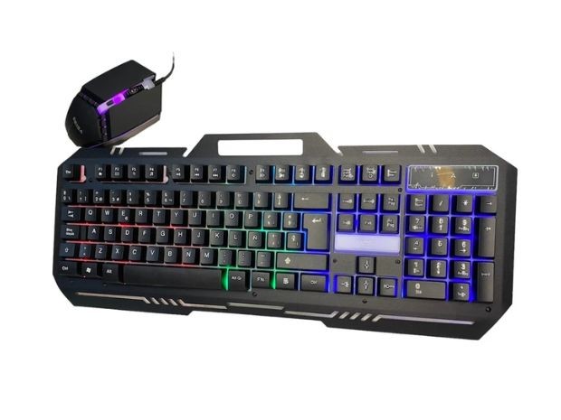 &uu KIT TECLADO PC + MOUSE ILUMINIADO DN-K77