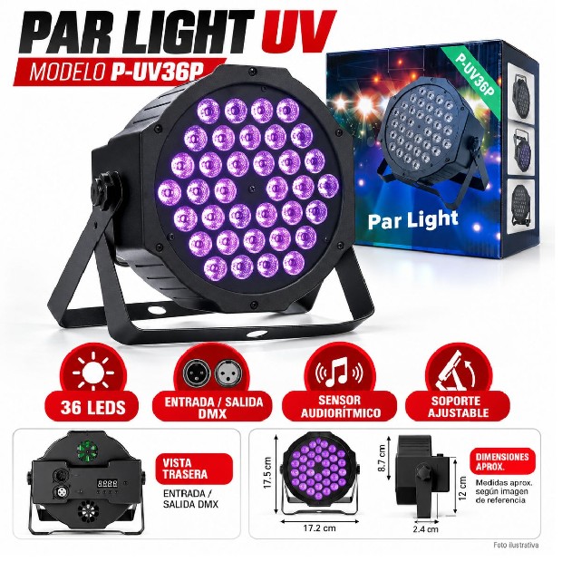 &ua PROYECTOR LASER LUZ PROTON 36 LED VIOLETA P-UV36P