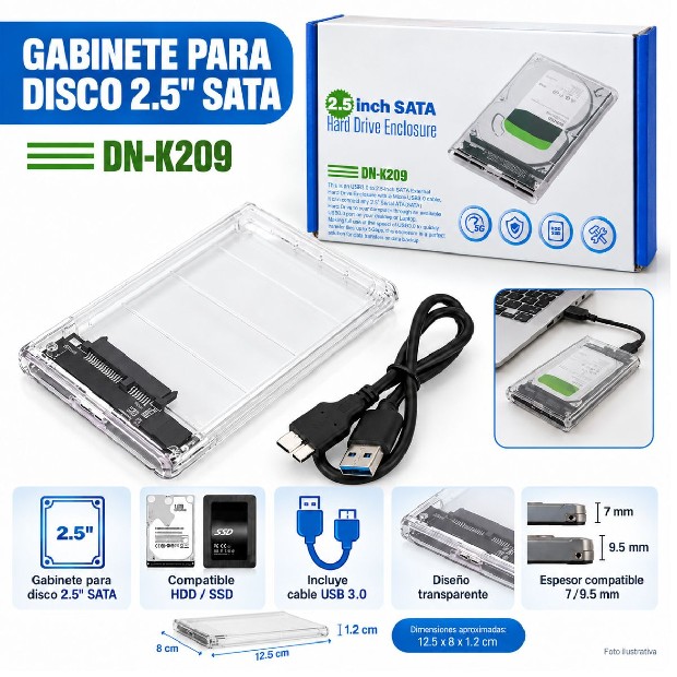 &ua CASE DISCO NOTEBOOK USB 3.0 TRANSPARENTE DN-K209