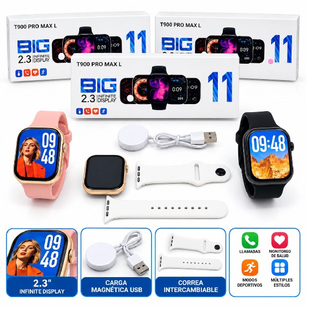&uu RELOJ INTELIGENTE SMARTWATCH T900 PRO (135)