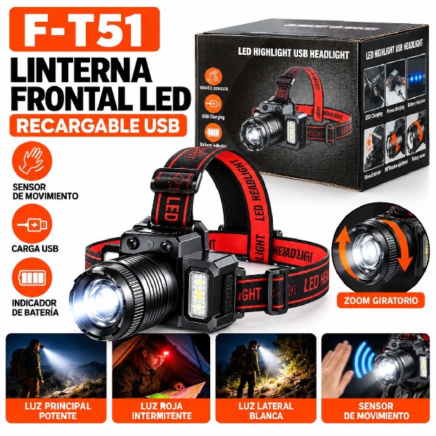 &ua LINTERNA MINERA RECARGABLE F-T51