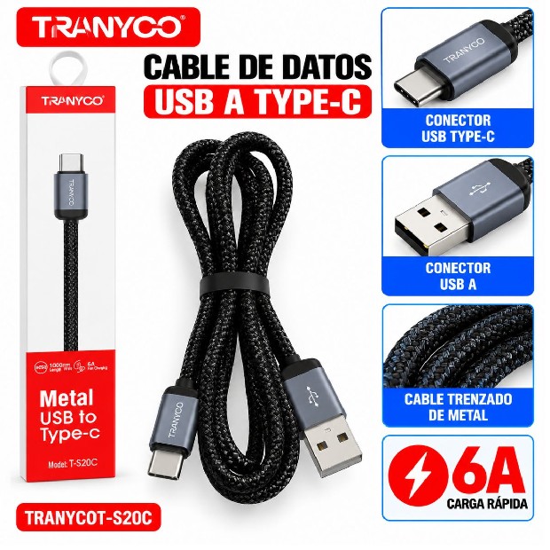 &ua CABLE CARGADOR TIPO C T-S20C
