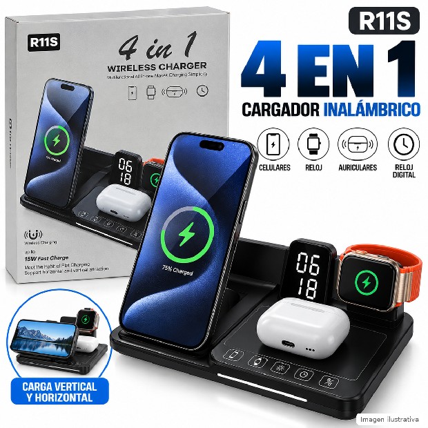 &ua CARGADOR CELULAR BASE INALAMBRICA R11S (1304)