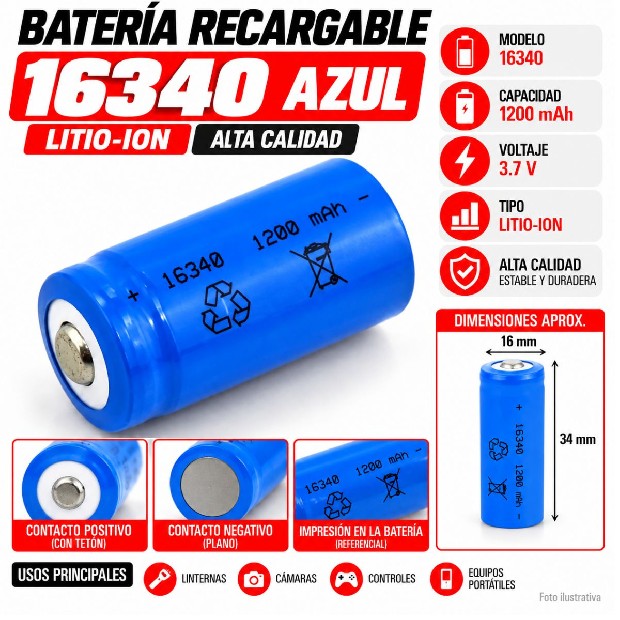 &ua BATERIA 16340 AZUL