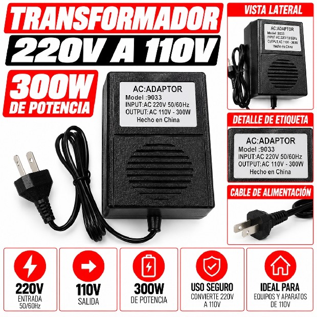 &ua TRANSFORMADOR 220 / 110 300W (9033)