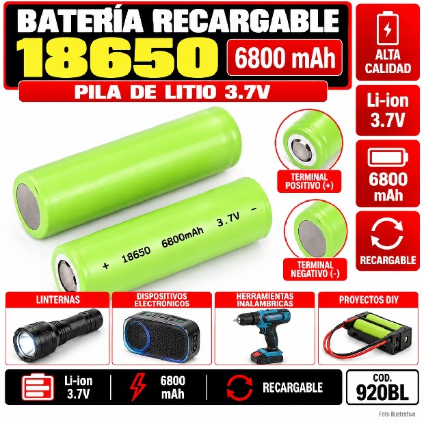 &ua BATERIA 18650 VERDE CALIDAD ALTA (920BL)