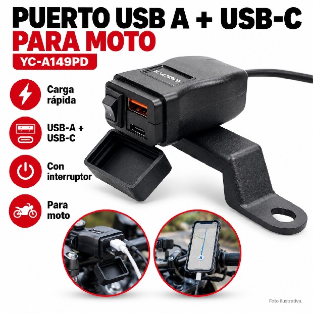 &ua PUERTO USB MOTO X2 CON INTERRUPTOR  YC-A149PD