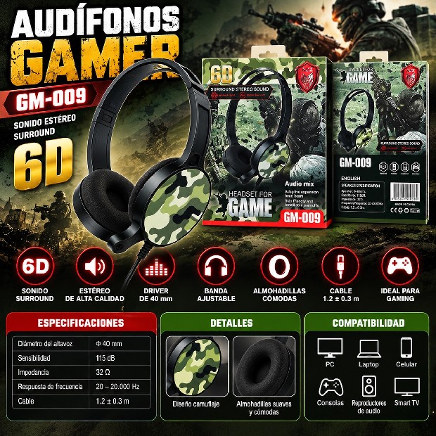 &ua AURICULAR PS4 / PC / XBOX ONE GAMER GM-009