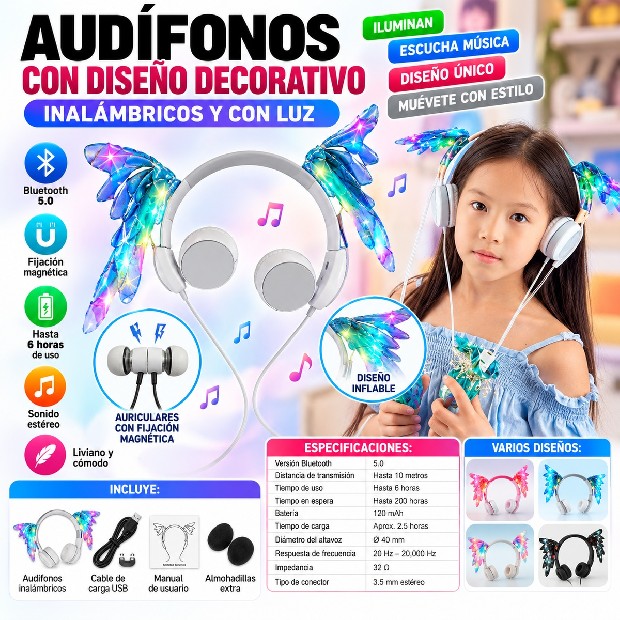 & AURICULAR VINCHA OREJAS CON MOVIMIENTO Y LUZ