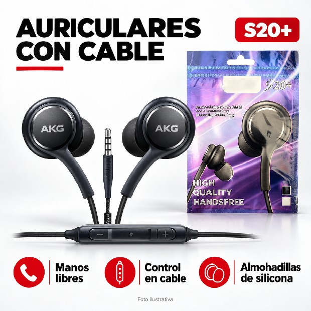 &ua AURICULAR CABLE MANOS LIBRES SAM GALAXY S20+ BOLSA