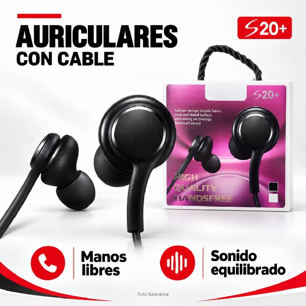 &ua AURICULAR CABLE MANOS LIBRES SAM GALAXY S20+ CAJA