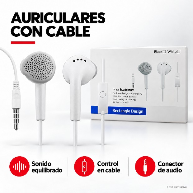 &ua AURICULAR CABLE MANOS LIBRES SAM RECTANGLE