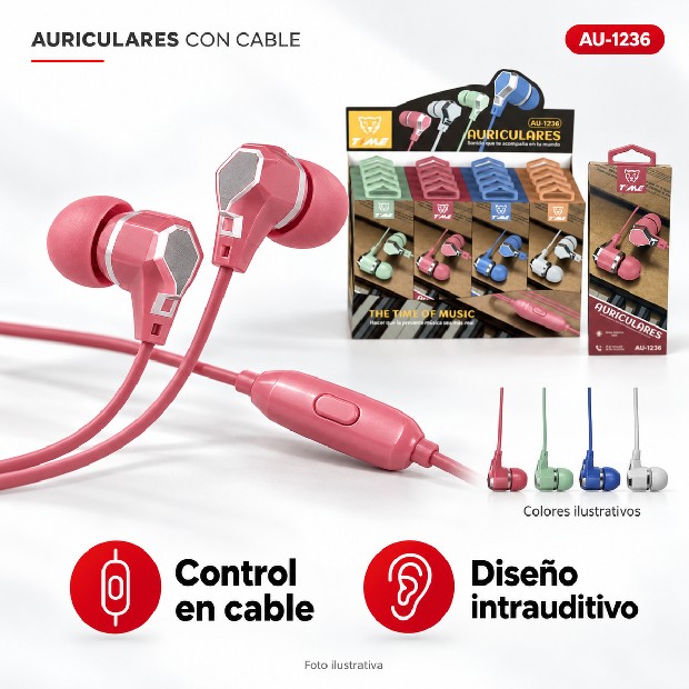 &u++ AURICULAR CABLE MANOS LIBRES AU-1236 AU-11011