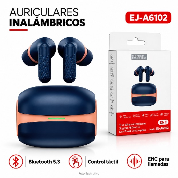 &uaAURICULAR BT BLUETOOTH ESTILO AIRPOOS EJ-A6102