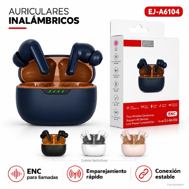 &ua AURICULAR BT BLUETOOTH ESTILO AIRPOOS EJ-A6104
