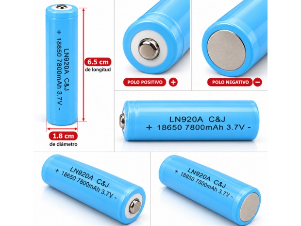 &ua BATERIA PILA RECARGABLES 18650 AZUL 1 TETON (920A)