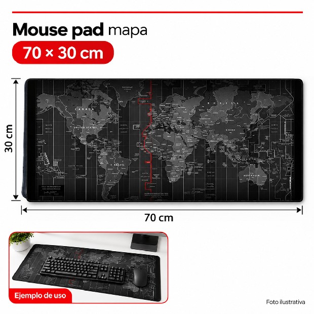 &ua MOUSE PAD GRANDE ANTIDESLIZANTE (70x30CM) MUNDO
