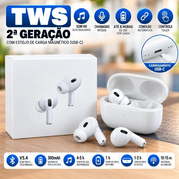 &ua AURICULAR BT BLUETOOTH ESTILO AIRPOOS  2DA GEN (2313b)