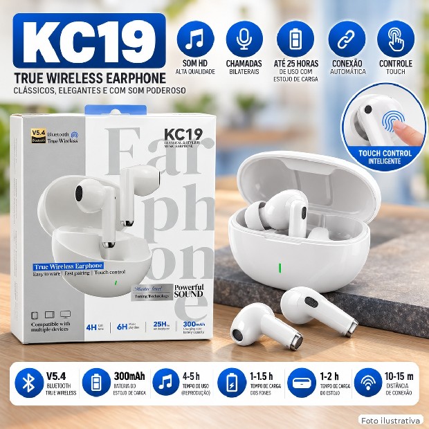 &ua AURICULAR BT BLUETOOTH ESTILO AIRPOOS KC19 (1318b)