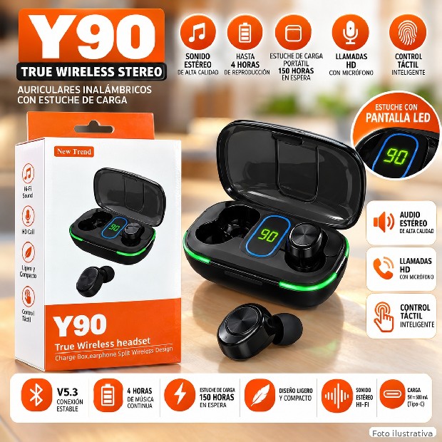 &ua AURICULAR BT BLUETOOTH ESTILO AIRPOOS Y90 (1318)