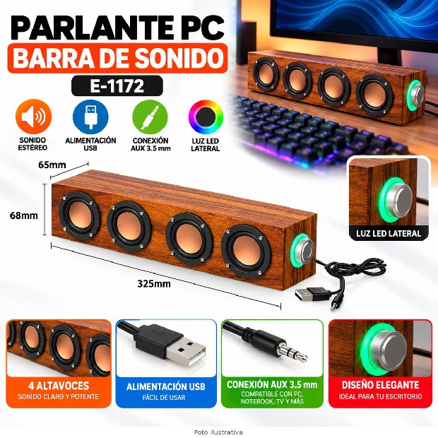&ua PARLANTE PC BARRA E-1172